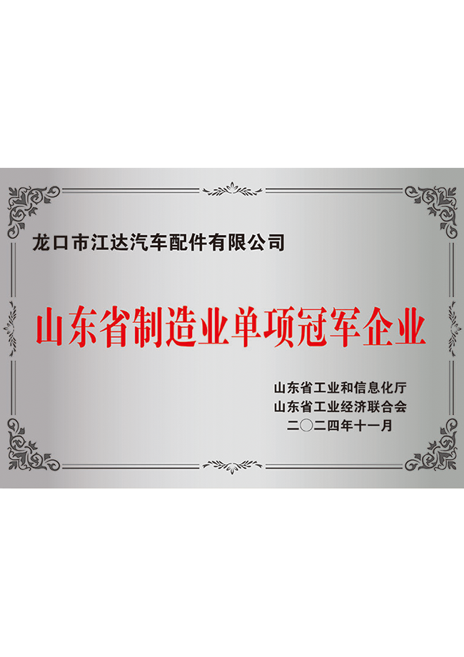 山東省制造業(yè)單項冠軍企業(yè)